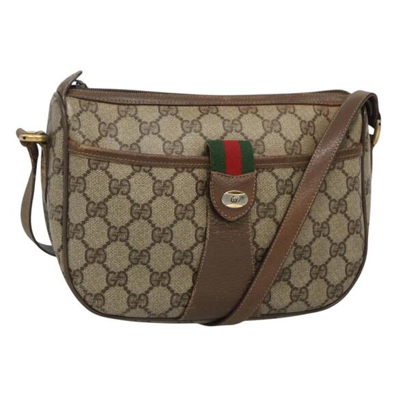 GUCCI GG Supreme Web Sherry Line Bag Pvc Beige Gold 89 02 032 - Picture 1 of 16